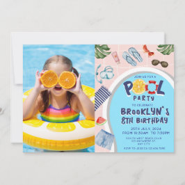 Cool Pool Party Foto Verjaardag Kaart