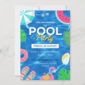 Cool Pool Party | Nage Invitation d'anniversaire (Devant)
