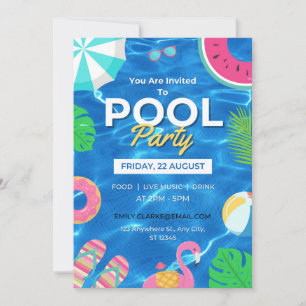 Cool Pool Party   Nage Invitation d'anniversaire