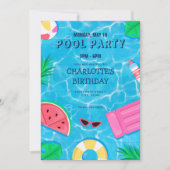 Cool Pool Party | Nage Invitation d'anniversaire (Devant)