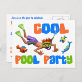 Cool Pool Party Uitnodiging Briefkaart (Voorkant / Achterkant)