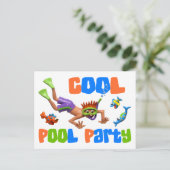 Cool Pool Party Uitnodiging Briefkaart (Staand voorkant)