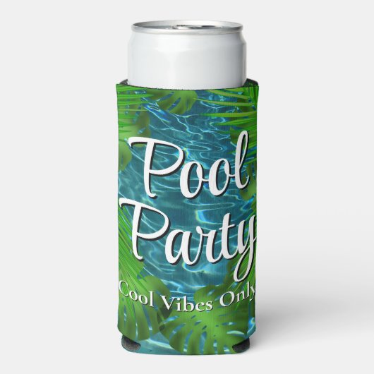 Cool Pool Party vibes palmbladeren (Seltzer Voorkant)