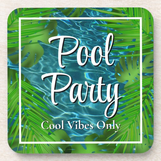 Cool Pool Party vibes palmbladeren Bier Onderzetter (Voorkant)