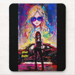 Cool Pop Art anime vrouw raceauto bestuurder bewer Muismat