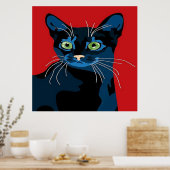 Cool pop art cat home kantoor poster (Keuken)