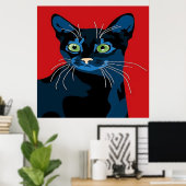 Cool pop art cat home kantoor poster (Thuiskantoor)