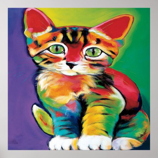 Cool pop art kattenhuisje kantoor decor poster (Voorkant)