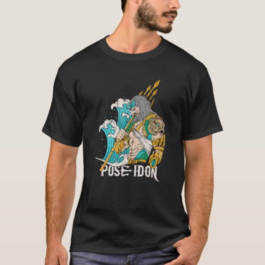 Cool Poseidon God Of The Sea in Ancient Greek Reli T-shirt (Voorkant)