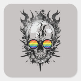 Cool Pride schedel vlammen regenboog sticker