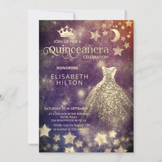 Cool prinses hemelse jurk maan sterren kaart (Voorkant)