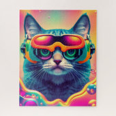 Cool Psychedelic Psychonaut Kitty Kat Legpuzzel (Verticaal)