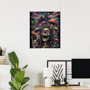 Cool Psychedelische Skelet Black Light Uitzicht Poster