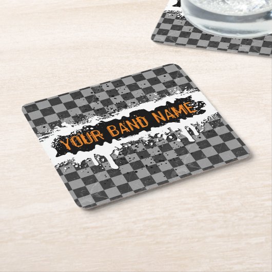 Cool Punk Custom Band Merch Rock Music DJ Musician Vierkante Kartonnen Onderzetter (Schuin)