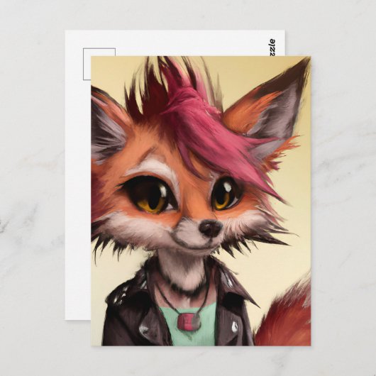 Cool Punkrock Fox Teenager Briefkaart (Voorkant / Achterkant)