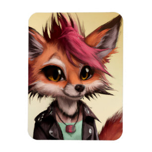 Cool Punkrock Fox Teenager Magneet