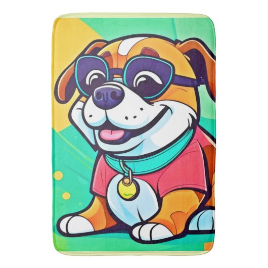 Cool Pup Cartoon stijl artwork Badmat (Voorkant Verticaal)