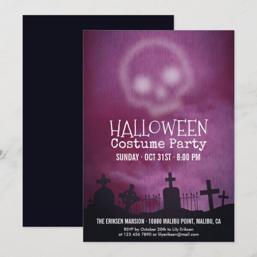 Cool Purple Halloween Costume Fête Invitation (Devant / Derrière)