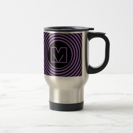 Cool Purple Spiral Vortex Monogram Reisbeker (Rechts)