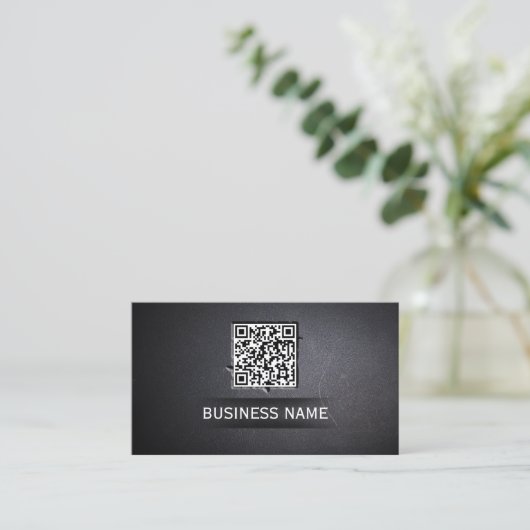 Cool QR Code Embed Donker Visitekaartje in (Staand voorkant)