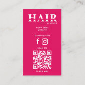 Cool QR Code Haarstylist Cosmetology Professional Visitekaartje (Achterkant)