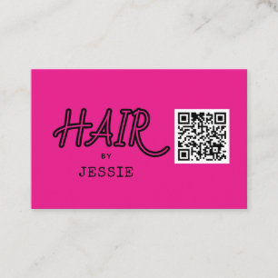 Cool QR Code Pink Hair Stylist Carte de visite
