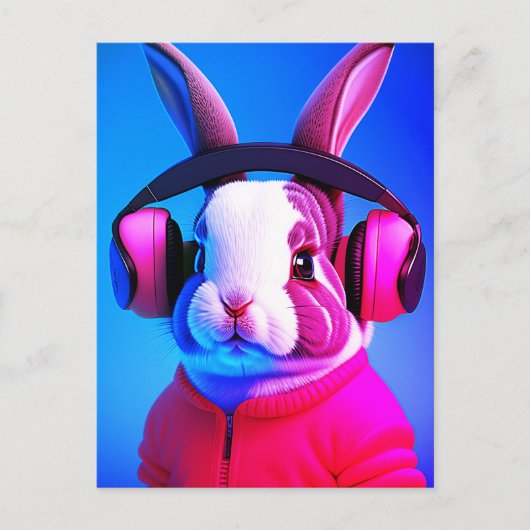 Cool Rabbit Briefkaart (Voorkant)
