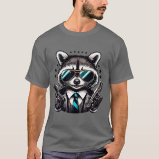 Cool Raccoon Gangster Funny Animal in Suit T-shirt