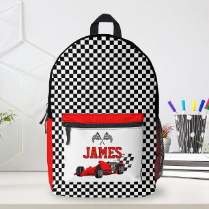 Cool Race Car Boy Aangepaste naam Gepersonaliseerd Bedrukte Rugzak