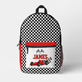 Cool Race Car Boy Aangepaste naam Gepersonaliseerd Bedrukte Rugzak (Voorkant)