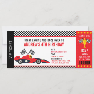 Cool Race Car Racing Party Ticket Boy Verjaardag Kaart