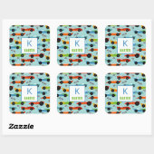 Cool Race Cars Aangepaste Kinder dagopvang Vierkante Sticker (Vel)