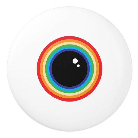 Cool Rainbow Eyeball Keramische Knop (Voorkant)