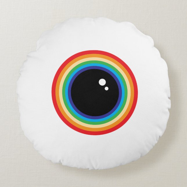 Cool Rainbow Eyeball Rond Kussen (Voorkant)