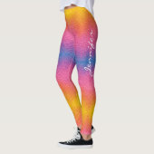 Cool Rainbow Gradient Handgeschreven Naam Waterver Leggings (Links)