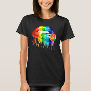Cool Rainbow Lips Biting Snoep Lgbt Les Gay Pride T-shirt