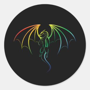 Cool Rainbow Mythical Dragon Embleem Ronde Sticker
