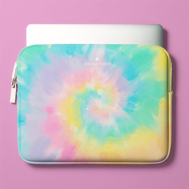 Cool Rainbow Tie Dye Pattern Monogramed Laptop Sleeve (Creator heeft geüpload)