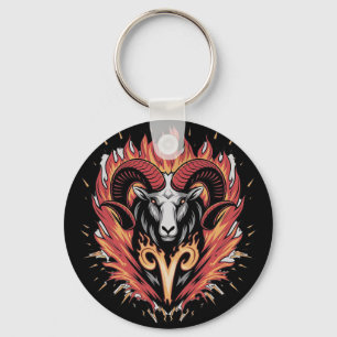 Cool Ram op vuur Zodiac Astologie ontwerp Sleutelhanger