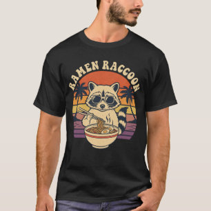 Cool Ramen Wasbeer - Retro Vintage Zonsondergang N T-shirt