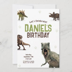 Cool Réaliste Dinosaure Invitation Anniversaire