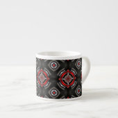 Cool Red and Black Geometric Pattern Espresso Kop (Voorkant rechts)