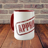 Cool Red 'Approved' Stamp Mok – Retro Style