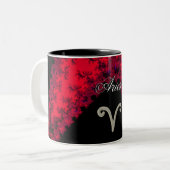 Cool Red Black Zodiaa Astrology Tweekleurige Koffiemok (Voorkant links)