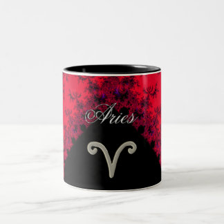Cool Red Black Zodiaa Astrology Tweekleurige Koffiemok
