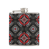 Cool Red en Black Geometric Pattern Heupfles (Voorkant)