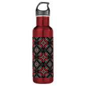 Cool Red en Black Geometric Pattern Waterfles (Voorkant)