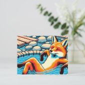 Cool Red Fox in a Hotspring Pool Briefkaart (Staand voorkant)