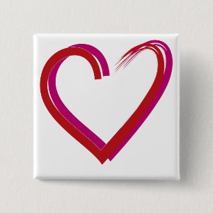 Cool Red Hearts Vierkante Button 5,1 Cm
