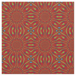 Cool Red Modern Floral Etnische Tribal Stof